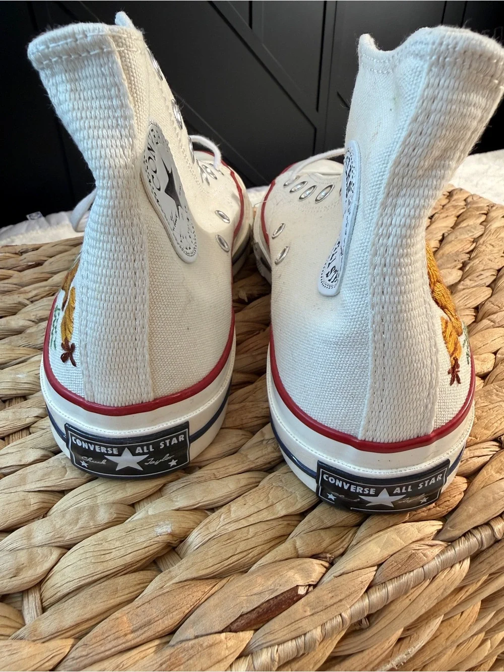 Converse Chuck 70 High Top Off-White Custom Winnie the Pooh Embroidery Women 7.5